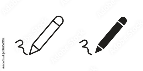 Signature icon. set of web icons on white background