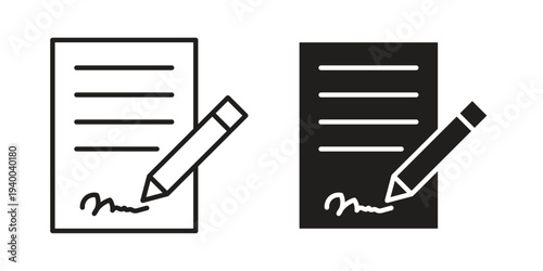 Signed document icon. set of web icons on white background