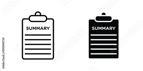 Summary icon. set of web icons on white background