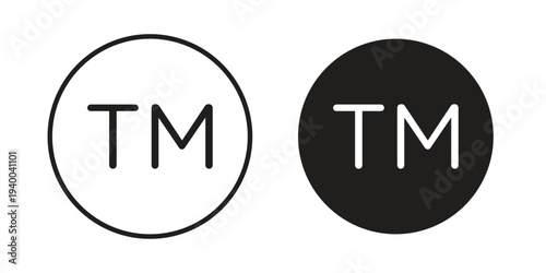 TM trademark icon. set of web icons on white background