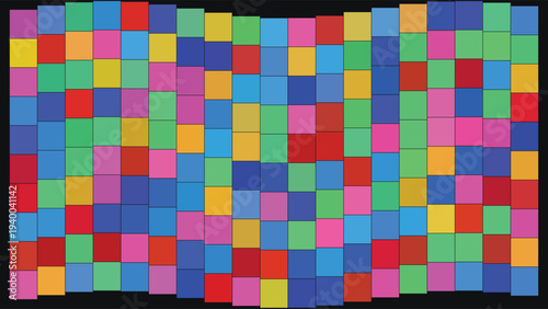 Stained Glass Mosaic Pattern with Colorful Tessellation Design in Vivid Colors - Abstract Art with Geometric Shapes on Black Background