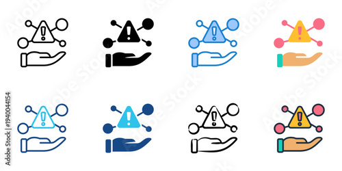Risk Management icons set multiple style collection. Editable stroke 
