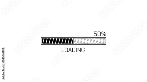 Clean White Interface Loading Screen Video with Black Diagonal Progress Bar