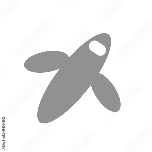 Minimal Airplane Icon: Simple Gray Aircraft Silhouette Representing Travel, Flight, Aviation and Transportation