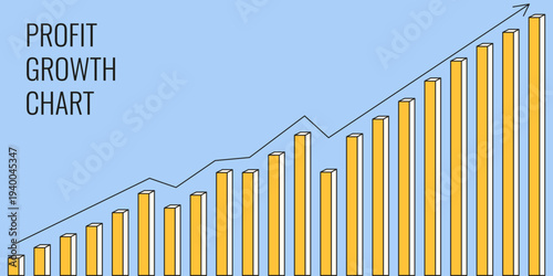 Profit Growth Chart banner design. Vector illustration of Chart gradation of business Profit. Perfect for corporate business banner placard infographic. EPS 10