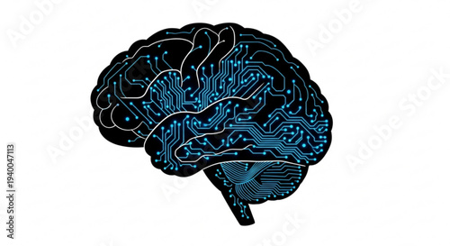 Detailed illustration of human brain anatomy from a lateral viewpoint showcasing cerebral structures and neural pathways