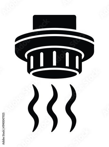 Vector of a shower head with falling water streams