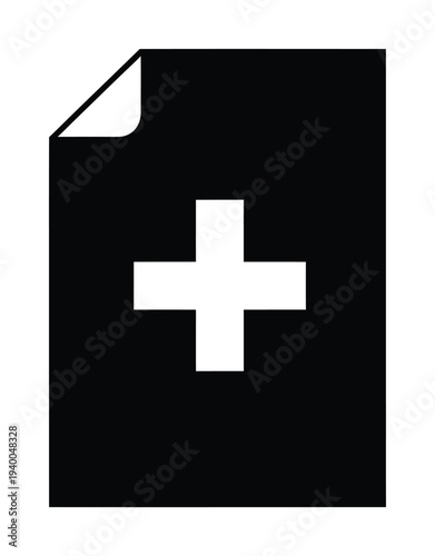 Simple vector of a document with a white plus symbol
