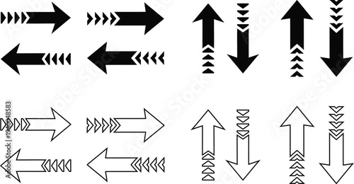 Vector arrow icons set for directional guidance and navigation