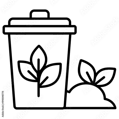 Compost Bin Outline Icon Illustration Vector