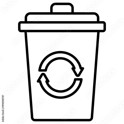 Sustainable Waste Outline Icon Illustration Vector