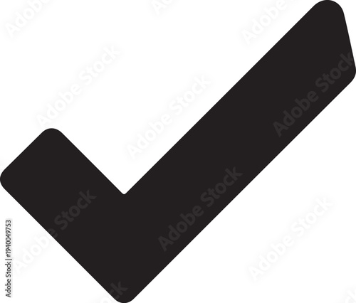 Bold Black Check Mark Vector Icon for Approval, Completion, or Correctness - Simple Graphic Element for Web Design, UI, and Presentations