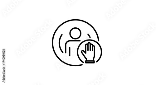 Stop harassment icon, person with hand gesture of stopping, no bullying, social issues concept