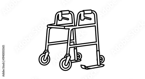 Walker for elderly or disabled people with wheels and skis