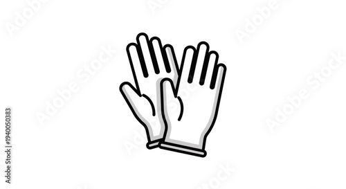White Medical Gloves Icon, Clean Protection Symbol, Healthcare and Hygiene Concept