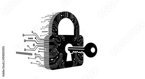 A digital padlock with circuit board design unlocking with a key