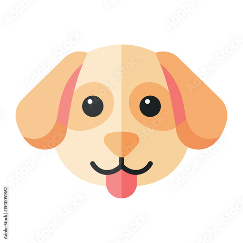 Cartoon dog face with tongue out on white background