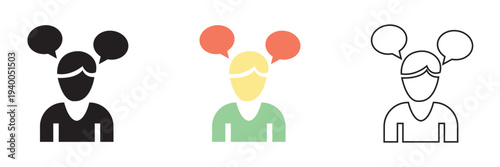 Panic attack icon. Simple line illustration of a distressed person crouching and covering ears, symbolizing anxiety, noise overload, panic, stress, and mental health pressure.