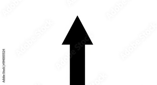 A black arrow pointing upwards on a plain background from a straightforward viewpoint
