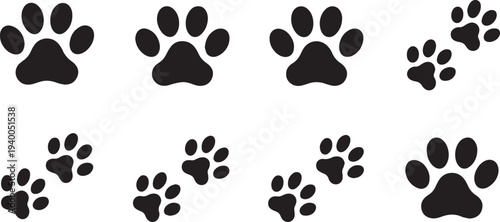 Paw Print Icon. Dog Cat Animal Footprint Track Symbol – Stock Vector