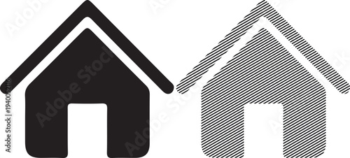 Black and Gray House Icons Isolated on White Background