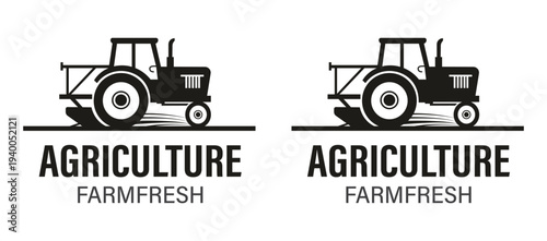 Agriculture Farm Fresh Logo with Tractor Silhouette for Organic Food Suppliers, Modern Agribusiness, and Sustainable Farming Brands