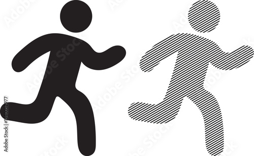 Running Person Silhouette Isolated on White Background