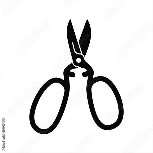 Vintage style shears or garden scissors silhouette tool for pruning and tailoring isolated on white background element