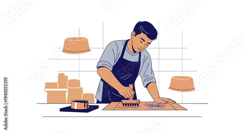 Artisan Craftsman Making Pottery in Workshop