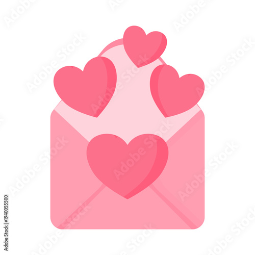 Cute Love Letter Envelopes Containing Pink Hearts Symbolize Romantic and Affectionate Messages for Valentine's Day Greeting Cards