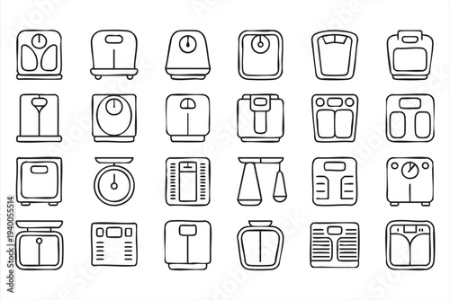 Fitness And Diet Weight Scale Icon Collection For Health Monitoring Apps