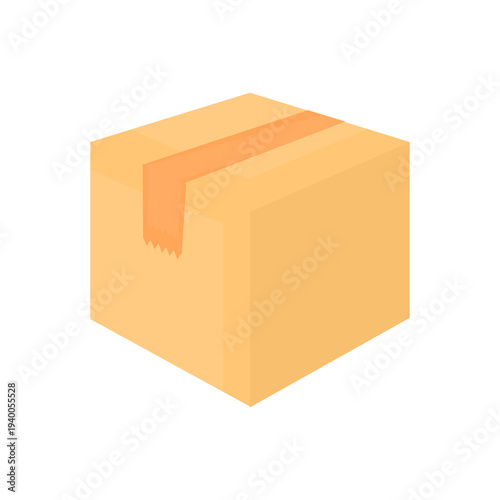 Sealed Cardboard Shipping Box with Adhesive Tape Closure Viewed in Perspective Showing Secure Package for Delivery Storage Logistics and Packaging Concept Illustration