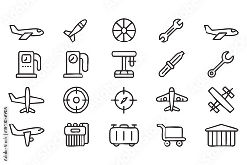 Aircraft Maintenance And Aviation Industry Symbol Collection
