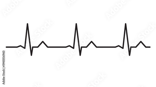 Heartbeat electrocardiogram line representing a vital sign with sharp peaks and troughs on a white background.