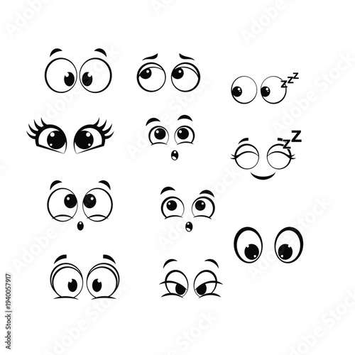 Collection of various cartoon eyes with different expressions