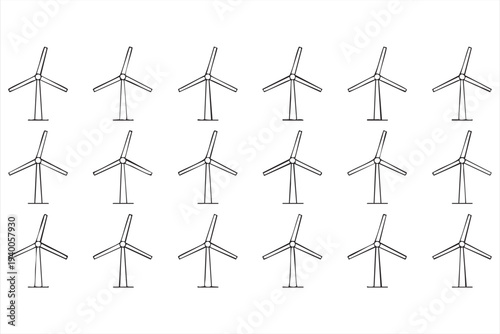 Alternative Energy Wind Turbine Icons For Environmental Technology