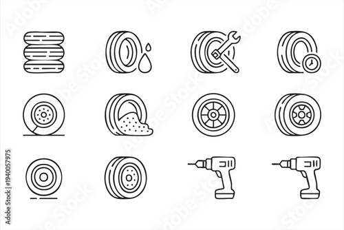 Vehicle Wheel And Tire Service Outline Symbols