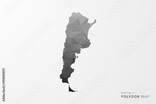 Argentina Map - Black Polygon Style Vector Illustration with Low Poly Geometric Design, Clean Silhouette Isolated on White Background.