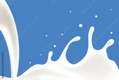 background of turbulent milk waves. image of pure milk pouring from above forming splashes