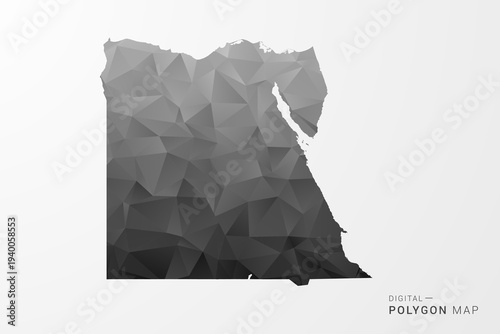 Egypt Map - Black Polygon Style Vector Illustration with Low Poly Geometric Design, Clean Silhouette Isolated on White Background.