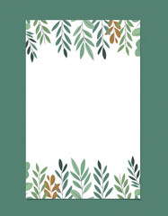 Botanical Wedding Invitation Card Design, 5x7 Inches Vertical with Soft Green Leaves with Empty Space for Text
