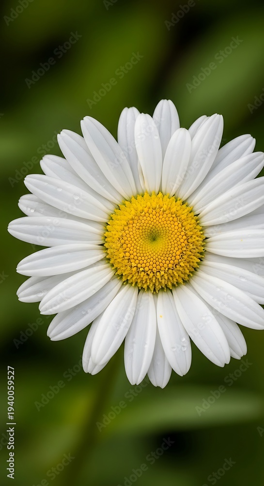 Fototapeta premium White Daisy Flower Closeup with Green Background.