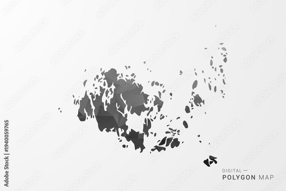 Obraz premium Aland Islands Map - Black Polygon Style Vector Illustration with Low Poly Geometric Design, Clean Silhouette Isolated on White Background.