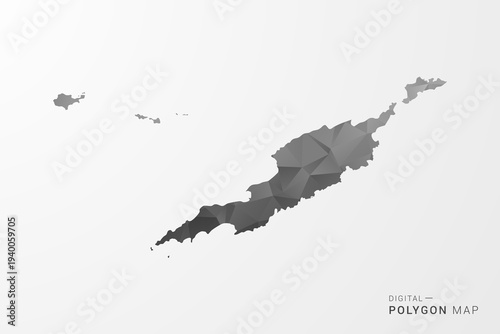 Anguilla Map - Black Polygon Style Vector Illustration with Low Poly Geometric Design, Clean Silhouette Isolated on White Background.