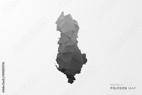 Albania Map - Black Polygon Style Vector Illustration with Low Poly Geometric Design, Clean Silhouette Isolated on White Background.