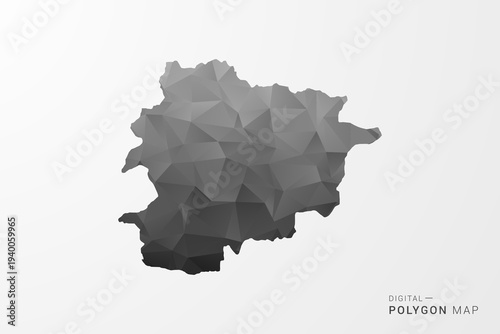 Andorra Map - Black Polygon Style Vector Illustration with Low Poly Geometric Design, Clean Silhouette Isolated on White Background.