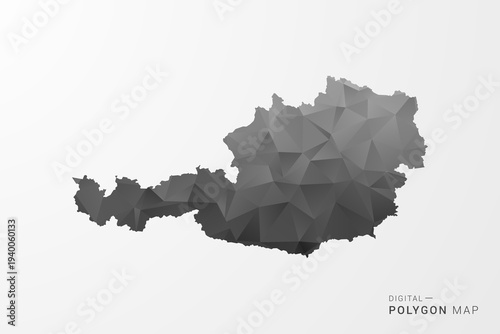 Austria Map - Black Polygon Style Vector Illustration with Low Poly Geometric Design, Clean Silhouette Isolated on White Background.