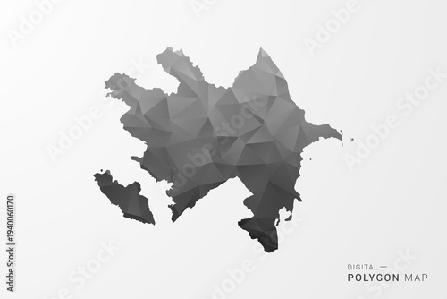 Azerbaijan Map - Black Polygon Style Vector Illustration with Low Poly Geometric Design, Clean Silhouette Isolated on White Background.