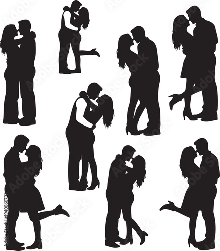 Couple loving people silhouettes. Good use for symbol, logo, web icon, mascot, or any design you want.