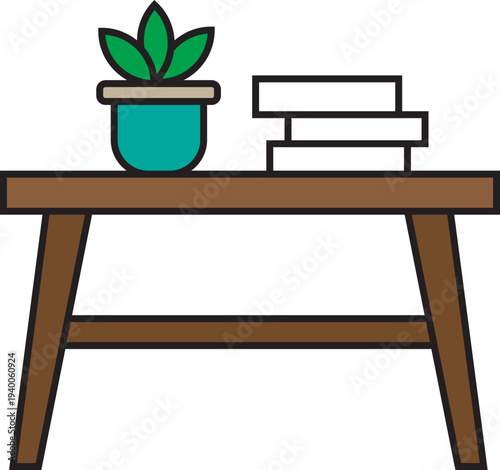 A simple flat design illustration of a brown two-seater sofa with two red throw pillows, depicted against a white background.